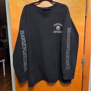 Harley Davidson Long Sleeve Skull T-shirt 2XL XXL Like New Condition